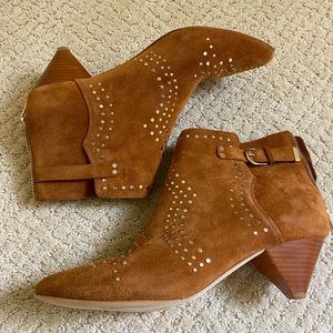 JOIE Tan Suede Low Ankle Booties
